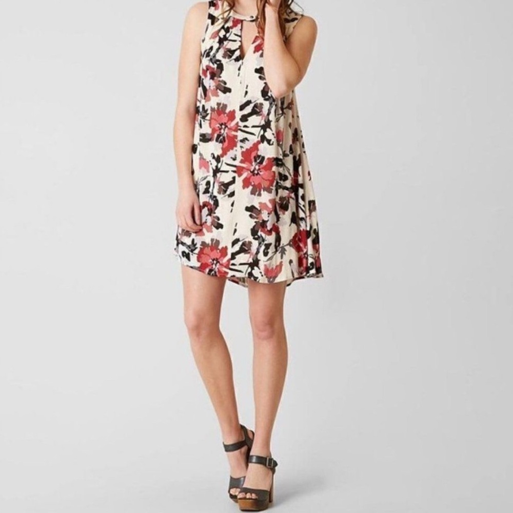 En Crème Cream Floral Print sleeveless Dress Size S NWT